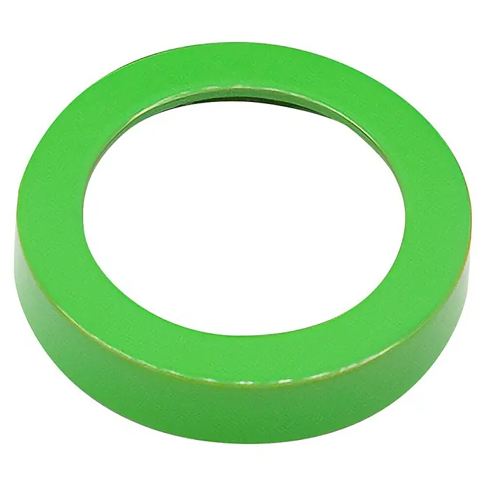 GDK Roseta sin anilla - Verde, Redonda - Primer plano de un anillo verde, ideal para proyectos de joyería o manualidades. El color verde vibrante lo hace muy atractivo.