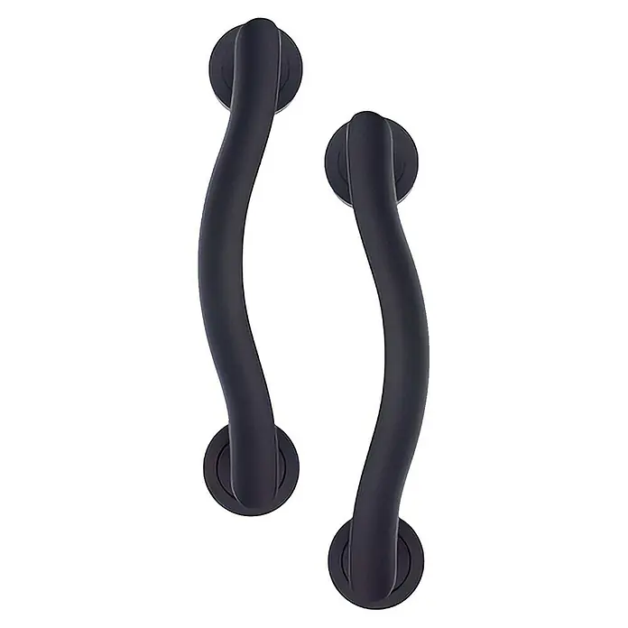 GDK Manillón AP2502 - Largo: 20 cm, Negro, Otros - Dos elegantes barras de apoyo negras mate para baños que combinan seguridad y estilo.
