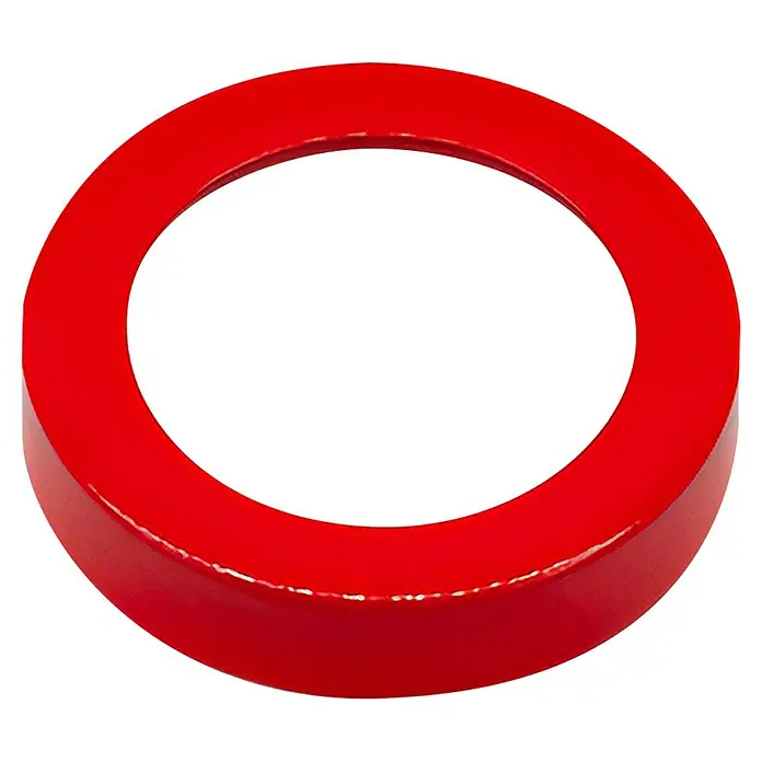GDK Roseta sin anilla - Rojo, Redonda - Un anillo rojo brillante sobre un fondo negro. Un detalle llamativo para cualquier producto.