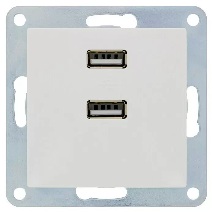 Siemens DELTA Viva Steckdosen-USB-Einsatz SIE039703 - Polar Weiß, Glänzend, Unterputzmontage - Vorderansicht