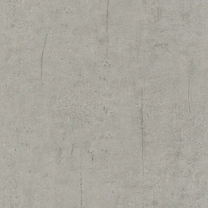 Rasch Vliestapete Beton - Hellgrau, Betonoptik, 10,05 x 0,53 m - Nahaufnahme einer grauen Betontextur mit feinen Kratzern und Unebenheiten, ideal für Hintergründe oder Texturen in Designs.