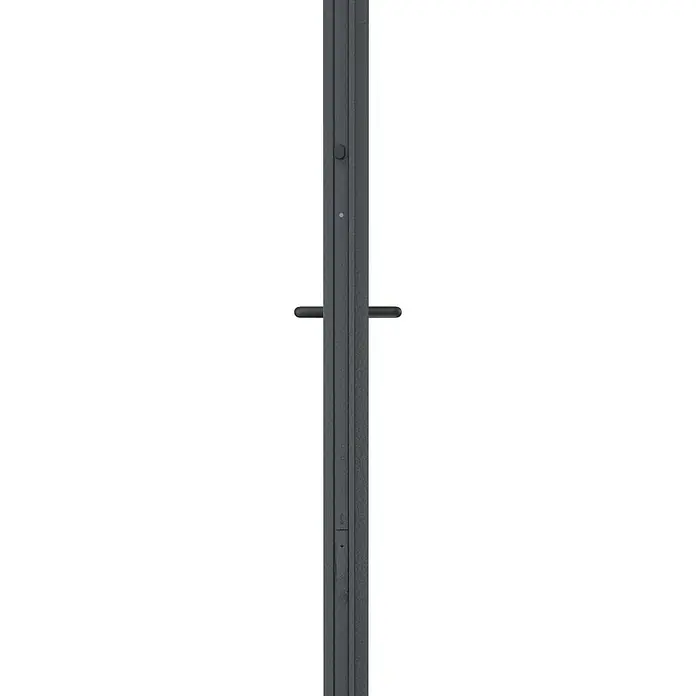 Padilla Brandschutztür Innova T30 Plus - 75 x 200 cm, Links, Anthrazitgrau - Nahaufnahme einer modernen, grauen Duschsäule mit Handbrause und Armatur, ideal für ein minimalistisches Badezimmerdesign.