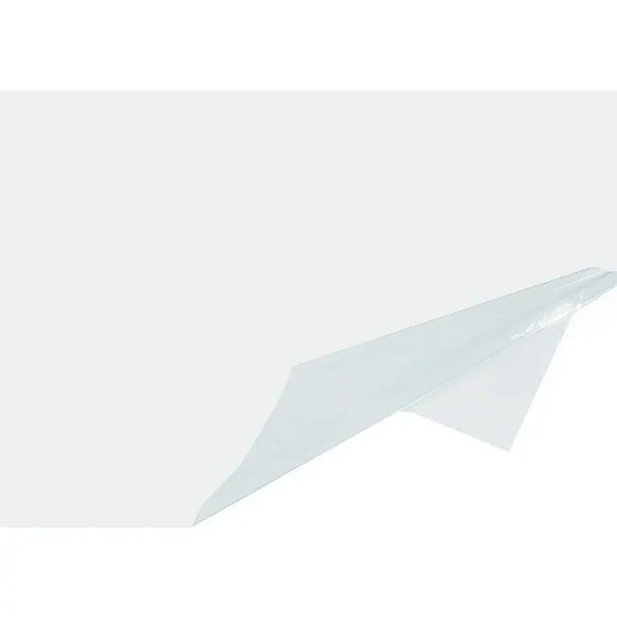D-c-fix Murano Tischdecke Meterware - Breite: 140 cm, Stärke: 0,1 mm, Glasklar - Nahaufnahme eines weißen Papierfliegers, der Kreativität und spielerische Innovation mit einer minimalistischen Ästhetik vereint.