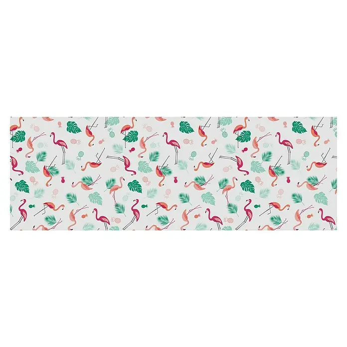 D-c-fix Manhattan Tischdecke Meterware Südsee - Mehrfarbig, 20 m x 140 cm, Rechteckig - Ein Muster mit Flamingos, tropischen Blättern und Ananas, ideal für lebendige Sommerdekorationen und tropische Designs.