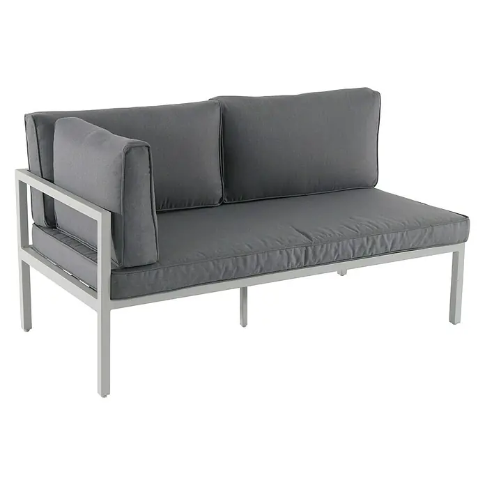 Sunfun Hannah Conjunto de muebles - 3 pzs., Aluminio, Gris claro - Sofá modular de exterior gris con estructura metálica y cojines cómodos para relajarse al aire libre. Perfecto para jardín o terraza.