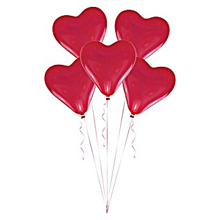 Luftballon (5 Stk., Rot, Herz, 27,5 cm)