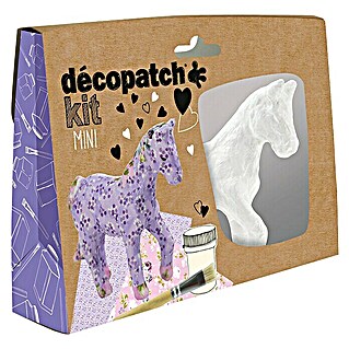 Décopatch Pieza decorativa mini Kit Caballo (Material: Cartón, Pieza caballo, 2 modelos diferentes de papel décopatch (1 hoja/modelo), barniz cola Décopatch y pincel)