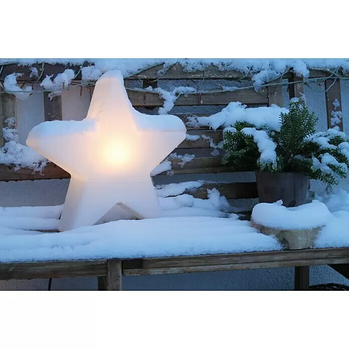 8 Seasons Design Shining LED-Solar-Dekoleuchte Star Mini - Weiß, L x B x H: 10 x 40 x 37 cm - Stimmungsaufnahme