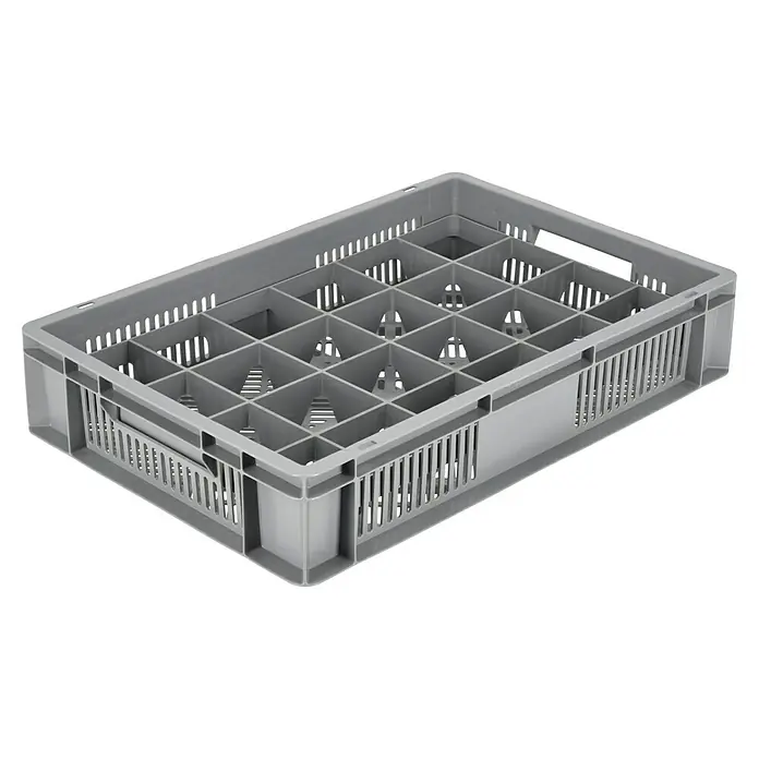 BAUHAUS Eurobox - 20 l, L x B x H: 60 x 40 x 12 cm, Offen - Grauer Gläserkasten mit Fächern zur sicheren Aufbewahrung und zum Transport von Gläsern, ideal für Gastronomie und Veranstaltungen.