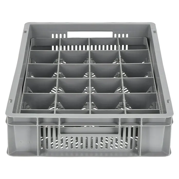 BAUHAUS Eurobox - 20 l, L x B x H: 60 x 40 x 12 cm, Offen - Grauer Gläserkasten mit Fächern für den sicheren Transport und die Aufbewahrung von Gläsern. Ideal für Gastronomie und Veranstaltungen.
