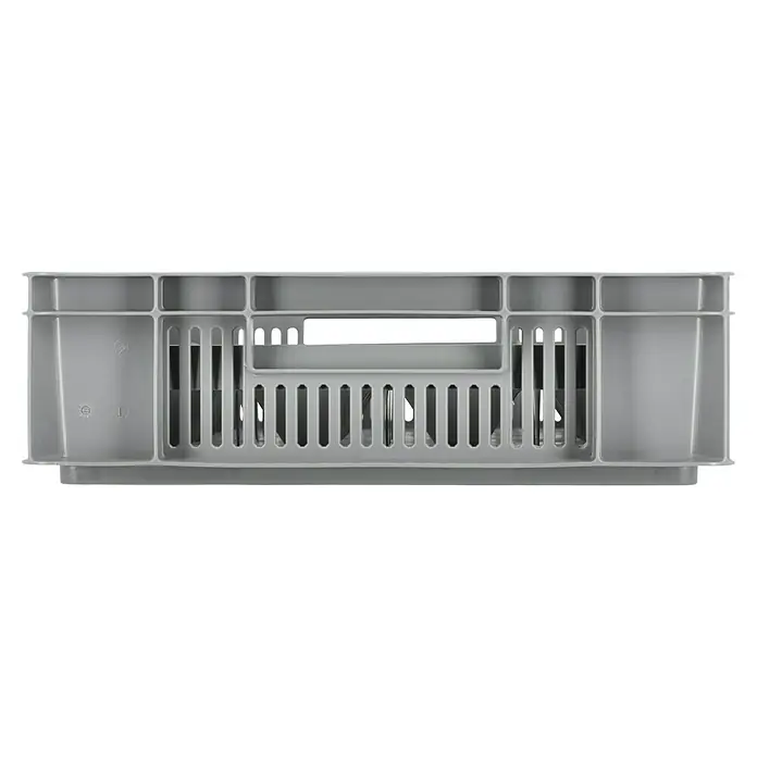BAUHAUS Eurobox - 20 l, L x B x H: 60 x 40 x 12 cm, Offen - Graue Kunststoffbox mit Schlitzen und Fächern, ideal für Lagerung & Organisation. Robustes Design für vielseitige Anwendungen im Haushalt oder Gewerbe.