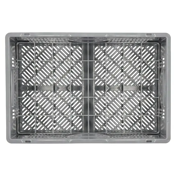 BAUHAUS Eurobox - 40 l, L x B x H: 60 x 40 x 20 cm, Grau, Offen - Graue Kunststoffbox mit Gittereinsatz, ideal für Lagerung und Transport. Die stabile Kiste bietet vielseitige Einsatzmöglichkeiten.