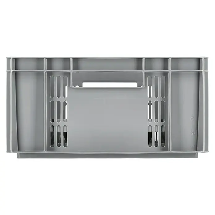 BAUHAUS Eurobox - 40 l, L x B x H: 60 x 40 x 20 cm, Offen - Graue Kunststoffbox mit Griffen und Schlitzen. Ideal für Lagerung und Transport. Robustes Design für den professionellen Einsatz.