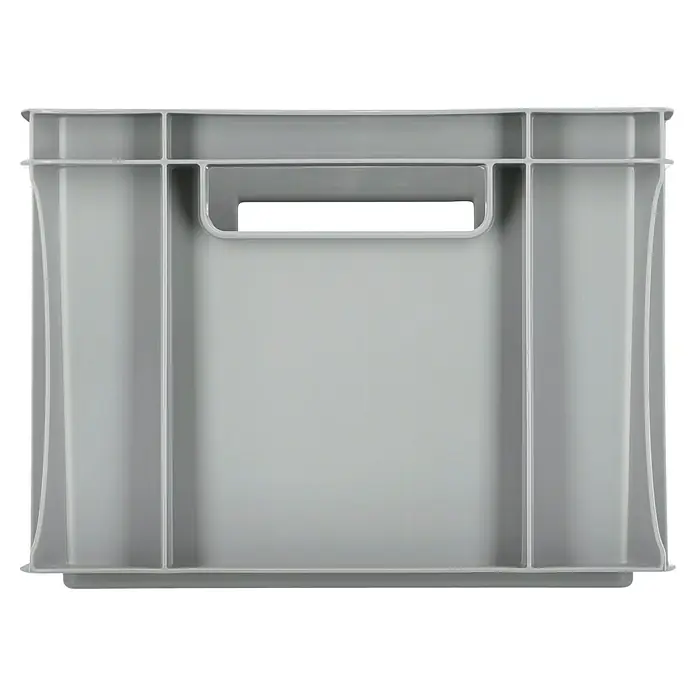 BAUHAUS Eurobox - L x B x H: 40 x 30 x 22 cm, 21 l, Grau - Ein grauer Kunststoffbehälter mit integrierten Griffen für einfaches Tragen und Stapeln. Ideal für Lagerung und Transport verschiedener Gegenstände.