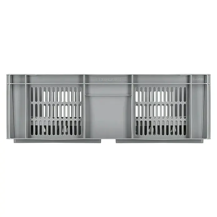 BAUHAUS Eurobox - 40 l, L x B x H: 60 x 40 x 20 cm, Offen - Graue Kunststoffbox von Bauhaus mit Schlitzen und dem Schriftzug Bauhaus auf der Oberseite, ideal für Lagerung.