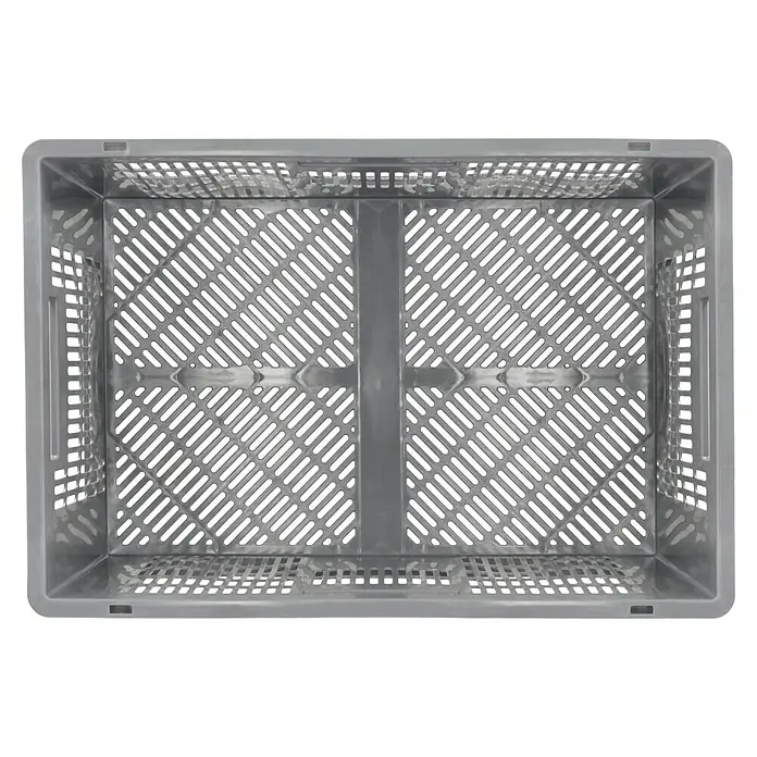 BAUHAUS Eurobox - 60 l, L x B x H: 60 x 40 x 32 cm, Offen - Graue Kunststoffkiste mit durchbrochenem Design, ideal für Lagerung und Transport. Die Kiste ist robust und vielseitig einsetzbar.