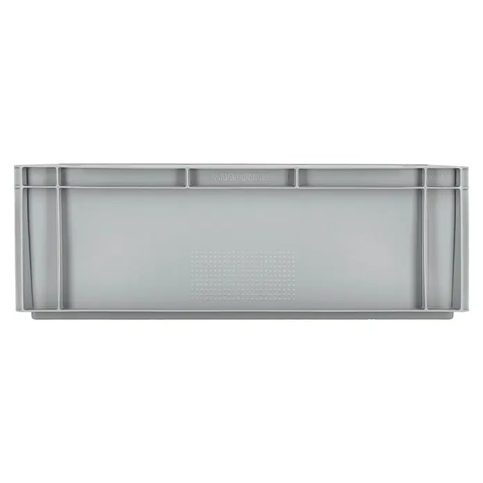BAUHAUS Eurobox - L x B x H: 60 x 40 x 20 cm, 40 l, Grau - Graue Kunststoffbox von oben, mit verstärkten Ecken und durchbrochenem Boden für optimale Luftzirkulation und Stabilität.