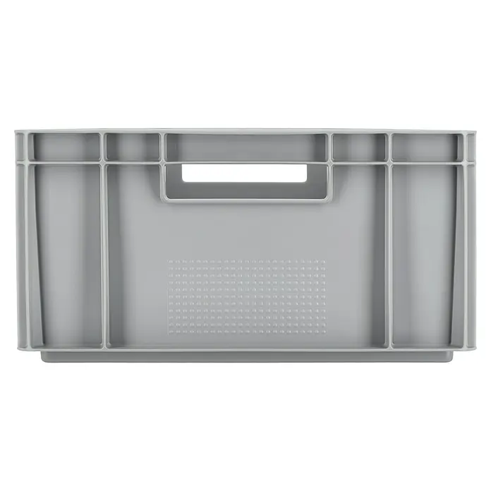 BAUHAUS Eurobox - L x B x H: 60 x 40 x 20 cm, 40 l, Grau - Graue Kunststoffbox mit Griffmulden und verstärktem Boden für Lagerung und Transport, ideal für Industrie und Gewerbe.