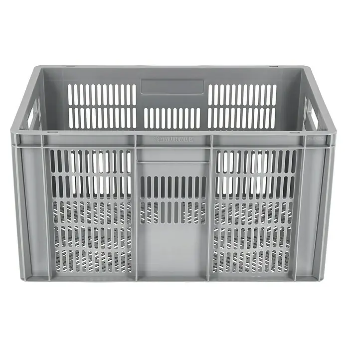 BAUHAUS Eurobox - 60 l, L x B x H: 60 x 40 x 32 cm, Offen - Graue Kunststoffbox mit durchbrochenen Seitenwänden, ideal für Lagerung und Transport. Robust und vielseitig einsetzbar.