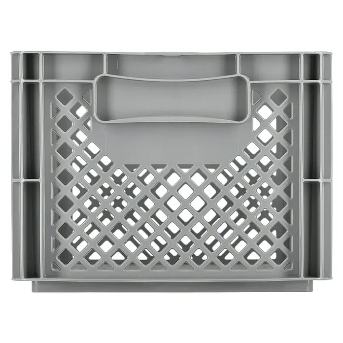 BAUHAUS Eurobehälter20 l, L x B x H: 40 x 30 x 22 cm, Form: Offen, Stapelbar - Graue Kunststoffbox mit durchbrochenem Muster für Lagerung und Transport, ideal für diverse Anwendungen.