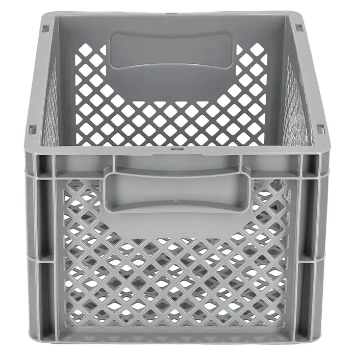 BAUHAUS Eurobehälter20 l, L x B x H: 40 x 30 x 22 cm, Form: Offen, Stapelbar - Graue Kunststoffbox mit durchbrochenem Design für Lagerung und Organisation, ideal für den vielseitigen Einsatz im Haushalt oder Gewerbe.