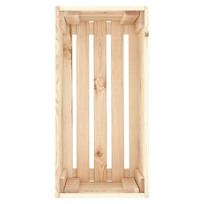 Regalux Regalsystem Heavy Vorratskiste mit Rollen - B x T x H: 60 x 30 x 35 cm, Holz - Ansicht einer unbehandelten Holzkiste mit Lattenrost, ideal für Lagerung oder Dekoration, zeigt die natürliche Holzstruktur.
