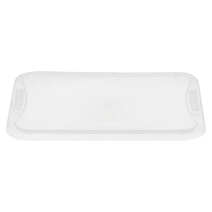 Regalux Clear Box-Deckel - L x B: 37,6 x 26 cm, Passend für: Regalux Clear Box XS/S - Nahaufnahme eines durchsichtigen Deckels mit Griffen. Der Deckel besteht aus Kunststoff und hat eine glatte Oberfläche.