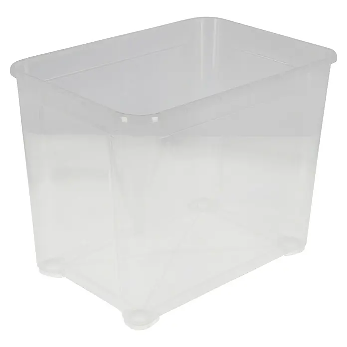 Regalux Aufbewahrungsbox Clear-Box - L x B x H: 38,4 x 54,8 x 42 cm, 70 l, Transparent - Transparenter, rechteckiger Aufbewahrungsbehälter aus Kunststoff mit abgerundeten Ecken und Füßen zur Aufbewahrung von Gegenständen.