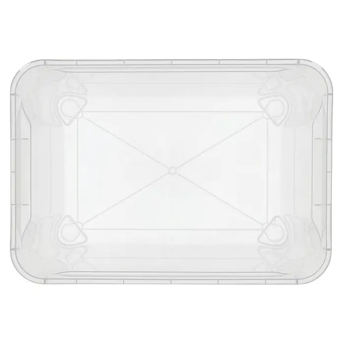 Regalux Aufbewahrungsbox Clear-Box - L x B x H: 38,4 x 54,8 x 42 cm, 70 l, Transparent - Leere, rechteckige, transparente Kunststoffschale mit abgerundeten Ecken und stützenden Eckelementen, ideal für Lebensmittel oder Lagerung.