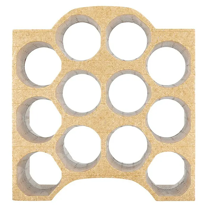 Climapor Flaschenregal Bogenform Terra - Anzahl Flaschen: 12 Stk. - Weinregal aus beigem Polystyrol, das ein Raster aus dreizehn kreisförmigen Aussparungen zur Aufbewahrung von Weinflaschen bildet.