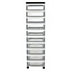Rollcontainer (L x B x H: 38 x 30 x 105,5 cm, 10 Schubladen, Kunststoff)
