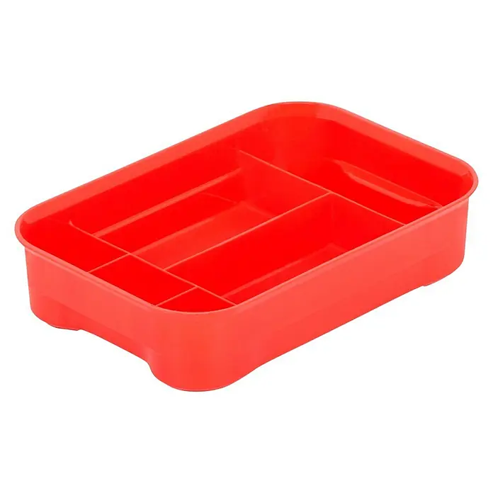 Regalux Clear Box Einsatz - Passend für: Regalux Clear Box XXS, Anzahl Fächer: 6 Stk. - Rote Aufbewahrungsbox mit Fächern zur praktischen Aufbewahrung von Gegenständen im Haushalt oder Büro. Ideal für Ordnungsliebhaber.