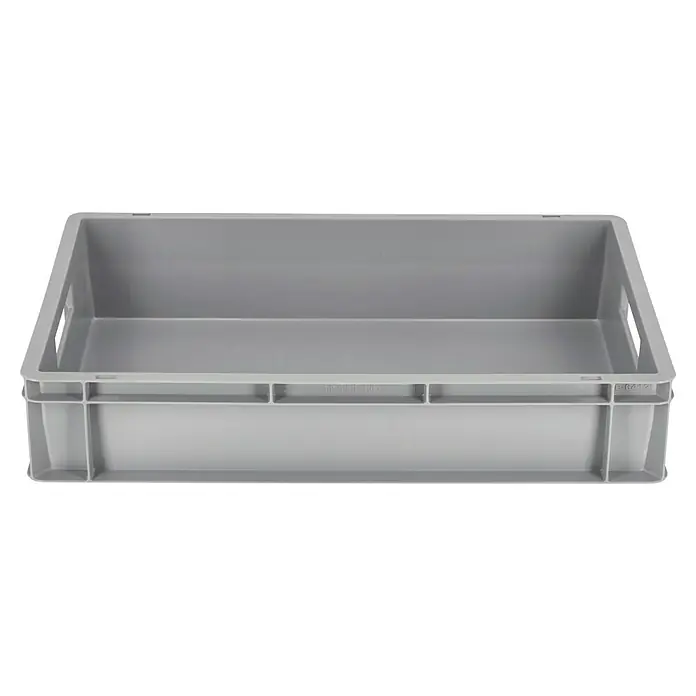 BAUHAUS Eurobox - L x B x H: 60 x 40 x 12 cm, 20 l, Grau - Abgebildete graue Lagerbox mit Griffen, perfekt für Organisation und Aufbewahrung in Industrie und Lager.