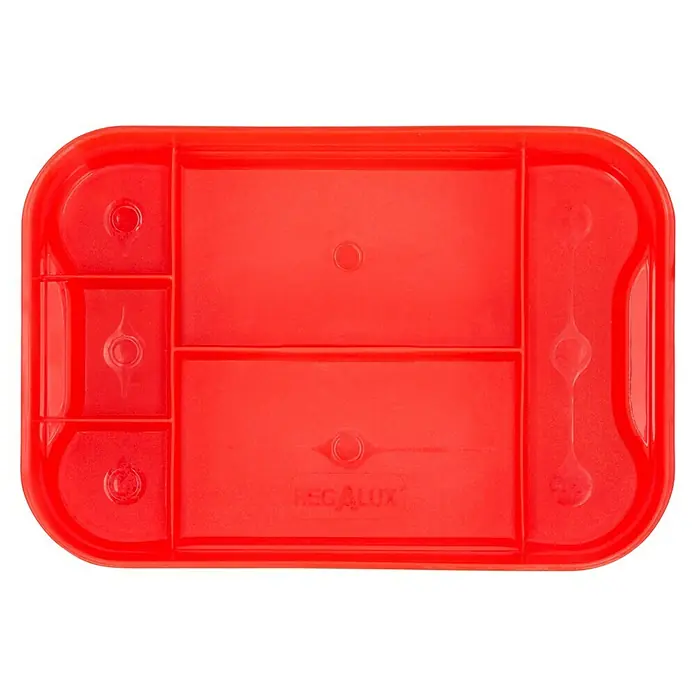 Regalux Clear Box Einsatz - Passend für: Regalux Clear Box XXS, Anzahl Fächer: 6 Stk. - Rote Regallux Aufbewahrungsbox mit mehreren Fächern zur Organisation und Lagerung von Gegenständen.
