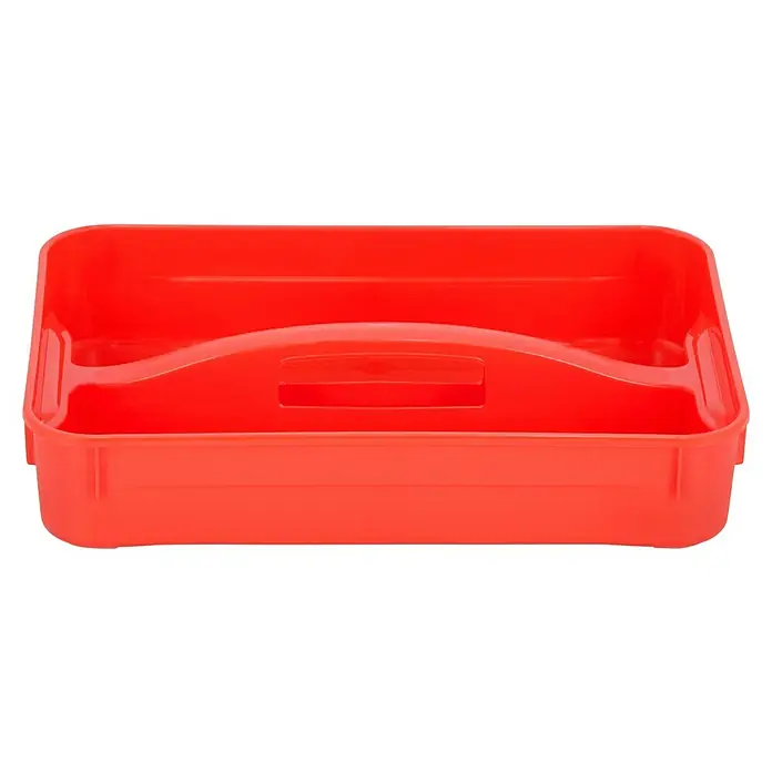 Regalux Clear Box Einsatz - Passend für: Regalux Clear Box XS/S, Anzahl Fächer: 2 Stk. - Roter Werkzeugträger aus robustem Kunststoff mit praktischem Tragegriff für einfachen Transport von Werkzeugen und Kleinteilen.