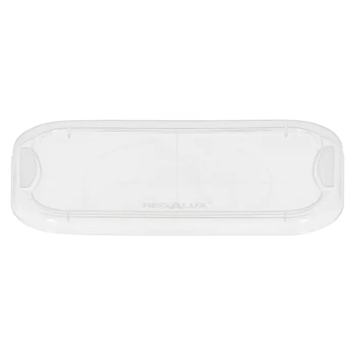 Regalux Clear Box-Deckel - L x B: 17,5 x 11,5 cm, Passend für: Regalux Clear Box Mini - Helle Regalux-Aufbewahrungsbox mit abgerundeten Ecken und Griffen zur einfachen Handhabung, ideal für die Organisation von Gegenständen im Haushalt.