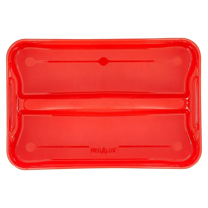 Regalux Clear Box Einsatz - Passend für: Regalux Clear Box XS/S, Anzahl Fächer: 2 Stk. - Rote Regalux Besteckschublade mit Fächern. Ideal zur Aufbewahrung von Messern, Gabeln und Löffeln in der Küchenschublade.