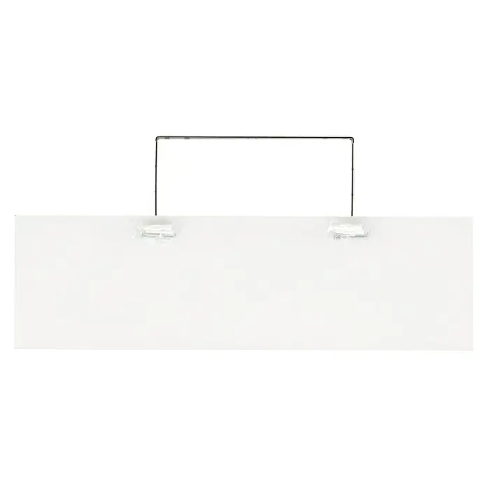 Regalux Estante flotante - L x An x Al: 23,5 x 80 x 3,8 cm, Blanco, Carga soportada: 12 kg - Un panel LED rectangular blanco con marco cromado y fijación, ideal para oficinas o interiores modernos.