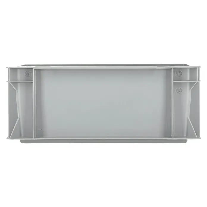 BAUHAUS Eurobox - L x B x H: 30 x 20 x 12 cm, 5,5 l, Grau - Draufsicht einer grauen Kunststoffbox mit verstärkten Ecken und Recycling-Symbolen, ideal für Lagerung und Transport.