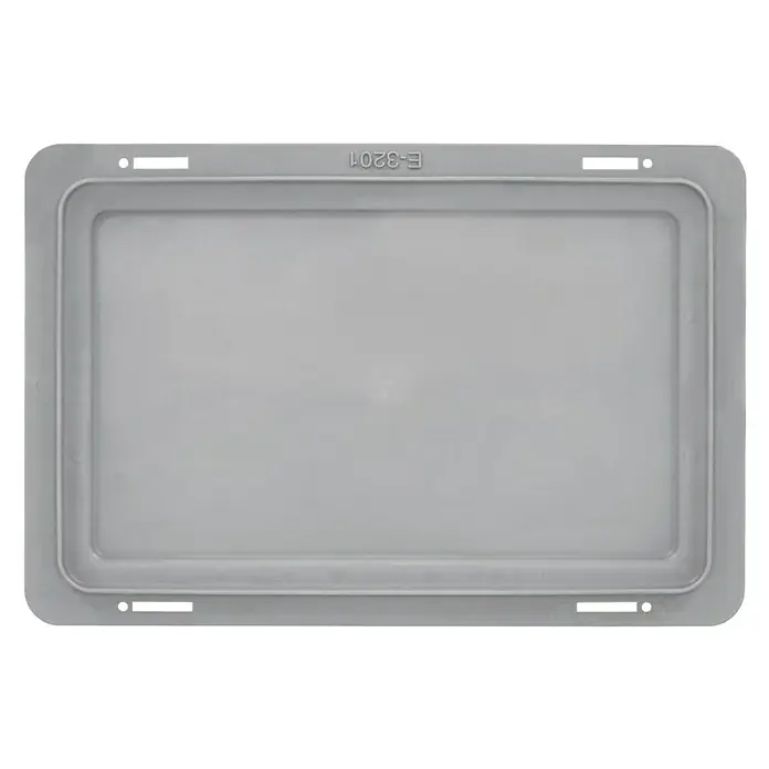 BAUHAUS Deckel für Eurobehälter - 30 x 20 cm, Grau - Abbildung einer grauen rechteckigen Kunststoffbox mit der Bezeichnung E-3201, die sich ideal für Lager- und Organisationszwecke eignet.