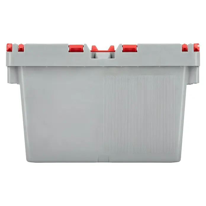 Eurobox - L x B x H: 40 x 30 x 24,7 cm, Fassungsvermögen: 23 l - Grauer Lagerbehälter mit roten Griffen. Ideal für die Aufbewahrung und Organisation von Gegenständen.