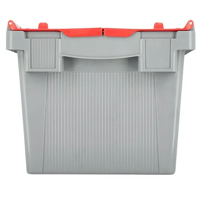 Eurobox - L x B x H: 40 x 30 x 24,7 cm, Fassungsvermögen: 23 l - Graue Lagerbox mit rotem Deckel, ideal zur Aufbewahrung und Organisation von Gegenständen in Lager und Werkstatt.