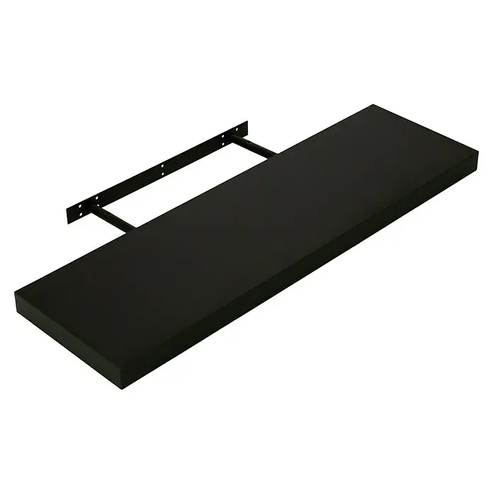 Regalux Estante flotante - L x An x Al: 23,5 x 80 x 3,8 cm, Negro, Carga soportada: 12 kg - Elegante estante flotante negro con soporte metálico. Este estante ofrece una solución de almacenamiento elegante que se integra en cualquier decoración moderna.