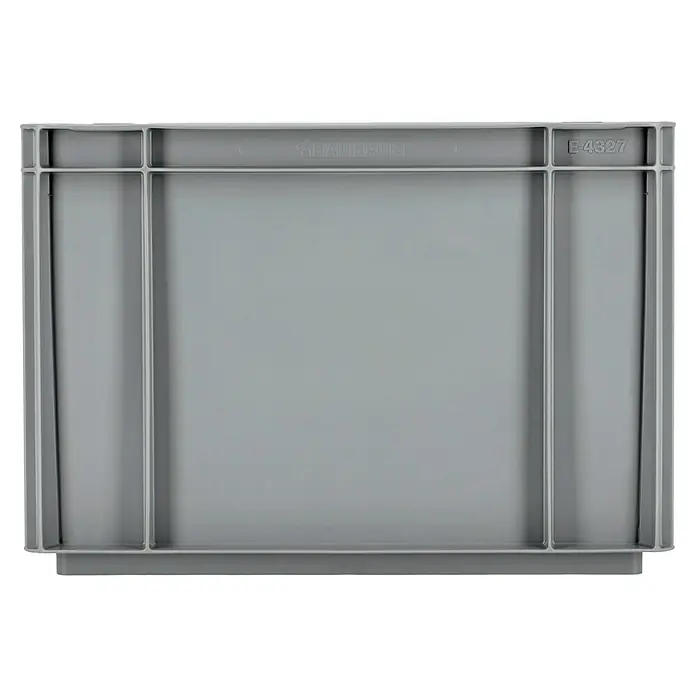 BAUHAUS Eurobox - L x B x H: 40 x 30 x 27 cm, 25 l, Grau - Graue Kunststoffbox der Marke Bauhaus, Modell E-4327, ideal für Lagerung und Organisation von Gegenständen in Werkstatt oder Haushalt.