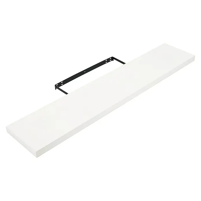 Regalux Estante flotante - L x An x Al: 23,5 x 118 x 3,8 cm, Blanco, Carga soportada: 12 kg - Estante flotante en blanco con soporte negro para un montaje elegante en la pared. Ideal para decoración y almacenamiento.