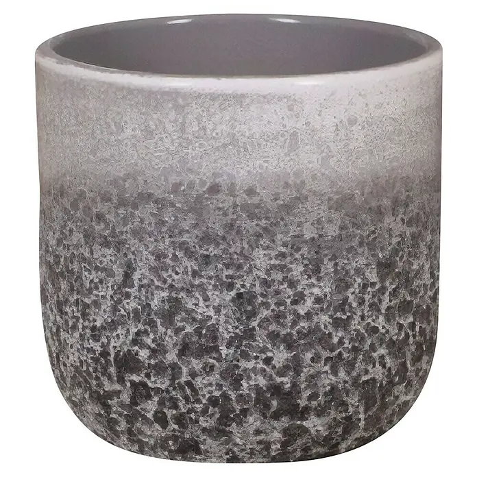 A.H.G. Pflanztopf Vulcano Plain - Außenmaß (Ø x H): 24 x 24 cm, Keramik, Dunkelgrau - Grauer zylindrischer Topf mit einem modernen, abgestuften Design, perfekt für Pflanzen oder als stilvolles Dekoelement.