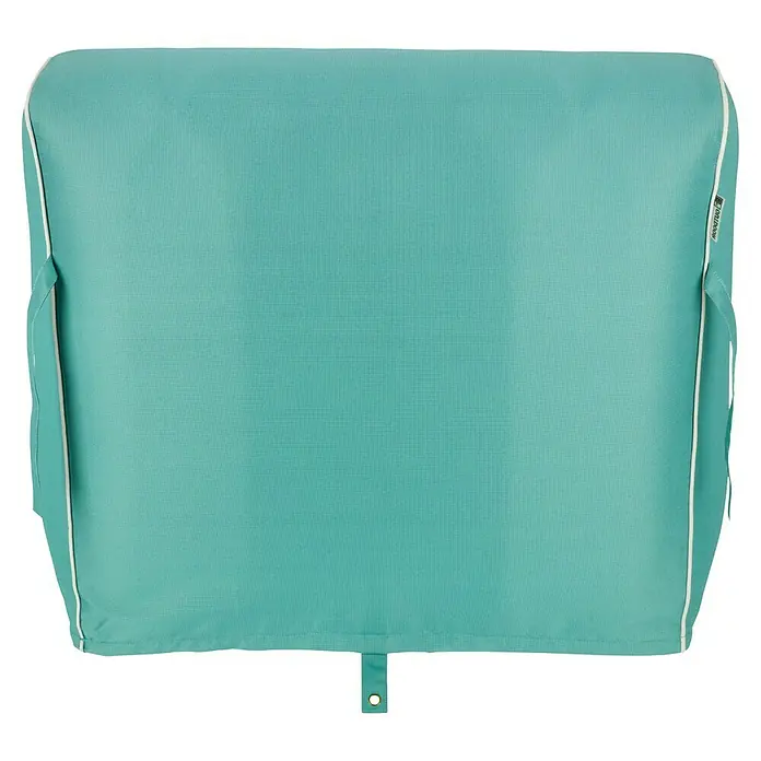 Sitzsack Aufblasbar - 70 x 90 x 70 cm, Türkis, 100 % Polyester - Aquafarbene Schutzhülle mit weißer Paspelierung und Befestigungslasche für Gartenmöbel oder ähnliches im Außenbereich.