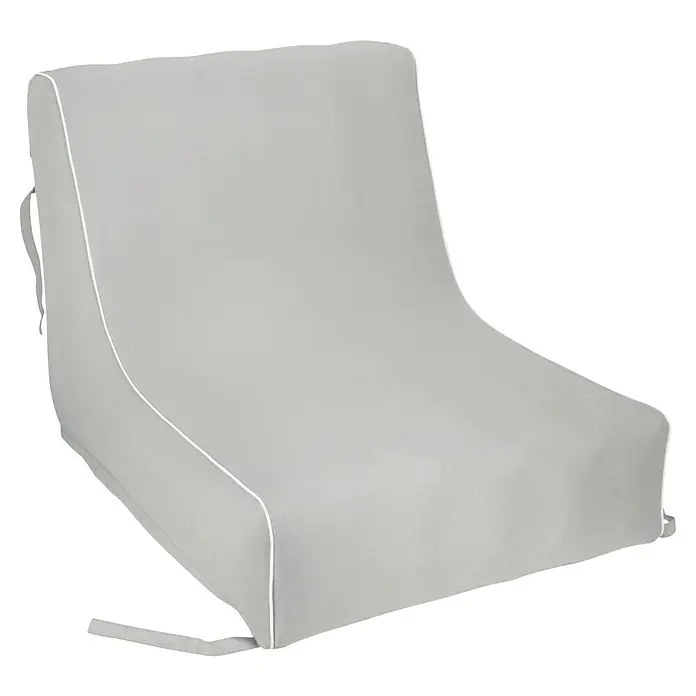Sitzsack Aufblasbar - 70 x 90 x 70 cm, Hellgrau, 100 % Polyester - Grauer Bootsstuhl mit weißer Paspelierung, ideal für Komfort und Stil auf dem Wasser. Bequemer Sitz mit minimalistischem Design.