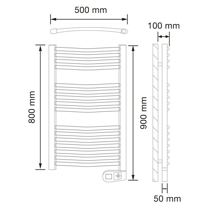 Rointe Radiador toallero eléctrico Sygma (An x Al: 50 x 90 cm, 300 W, Blanco, Display LCD)