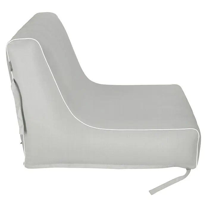 Sitzsack Aufblasbar - 70 x 90 x 70 cm, Hellgrau, 100 % Polyester - Grauer Outdoor-Sessel mit weißer Paspelierung, ideal für entspannte Stunden im Freien. Das Möbelstück ist bequem und stilvoll gestaltet.